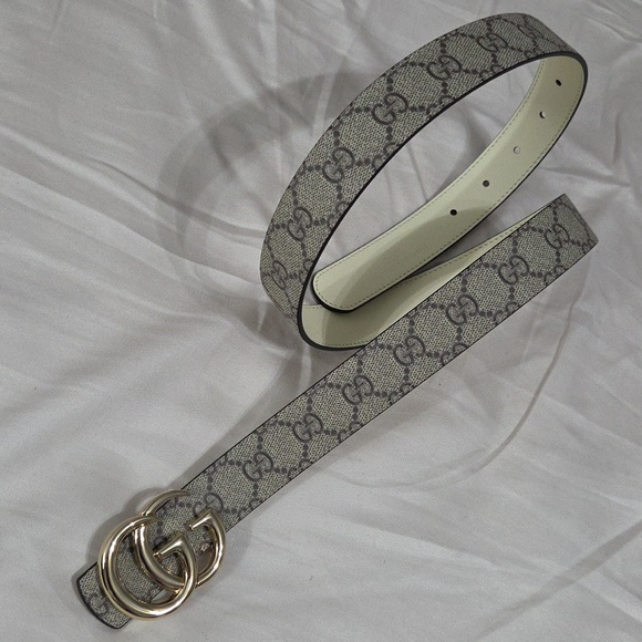 Skinny Gucci Reversible Monogram Belt Gold GG Buckle 90cm main image 10